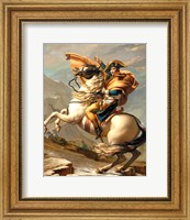 Framed Napoleon Crossing the Alps at the St Bernard Pass