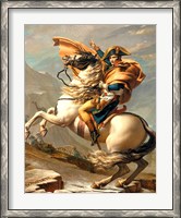 Framed Napoleon Crossing the Alps at the St Bernard Pass