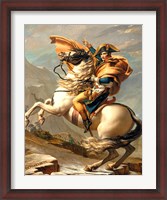 Framed Napoleon Crossing the Alps at the St Bernard Pass