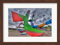 Framed Outrigger boats, called jukungs, on beach, Bali, Indonesia