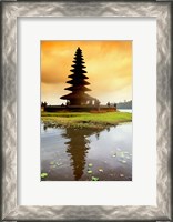 Framed Religious Ulur Danu Temple in Lake Bratan, Bali, Indonesia