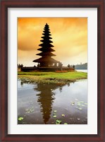 Framed Religious Ulur Danu Temple in Lake Bratan, Bali, Indonesia