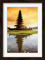 Framed Religious Ulur Danu Temple in Lake Bratan, Bali, Indonesia