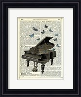 Framed Piano & Butterflies