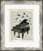 Framed Piano & Butterflies