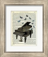 Framed Piano & Butterflies
