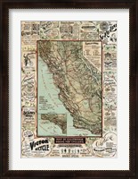 Framed Map of California Roads for Cyclers, 1896