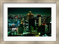 Framed Aerial View of Downtown Skyline, Osaka, Japan