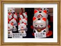 Framed Display of Lucky Cats, Japanese Cultural Icon for Good Fortune, Akasaka, Tokyo, Japan