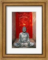 Framed Buddha at Ornate Red Door, Ubud, Bali, Indonesia