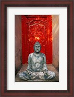 Framed Buddha at Ornate Red Door, Ubud, Bali, Indonesia