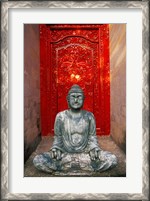Framed Buddha at Ornate Red Door, Ubud, Bali, Indonesia