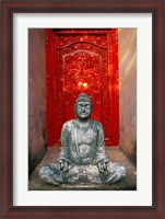 Framed Buddha at Ornate Red Door, Ubud, Bali, Indonesia