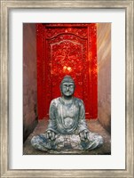Framed Buddha at Ornate Red Door, Ubud, Bali, Indonesia