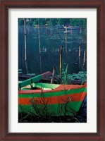 Framed Colorful Boat Moored at Lake Bratan, Bali, Indonesia