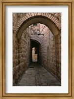 Framed Arch of Jerusalem Stone and Narrow Lane, Israel