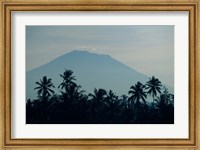 Framed Bali, Volcano Gunung Agung, palm trees