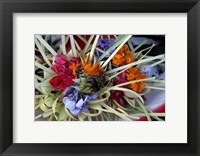 Framed Flowers and Palm Ornaments, Offerings for Hindu Gods at Temple Ceremonies, Bali, Indonesia