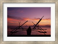 Framed Indonesia, Perahu, Doubleoutrigger fishing canoe