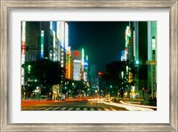 Framed Expensive Shopping District with Night Traffic, Ginza Area, Tokyo, Japan