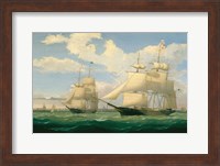 Framed Ships "Winged Arrow" and "Southern Cross" in Boston Harbor, 1853