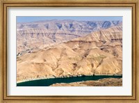 Framed Wadi Al Mujib Dam and lake, Jordan