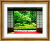 Framed Traditional Architecture and Zen Garden, Kyoto, Japan