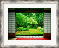 Framed Traditional Architecture and Zen Garden, Kyoto, Japan