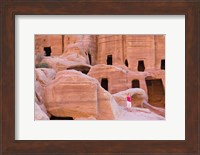 Framed Tourist with Uneishu Tomb, Petra, Jordan