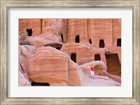 Framed Tourist with Uneishu Tomb, Petra, Jordan