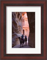 Framed Tourists in Al-Siq leading to Facade of Treasury (Al Khazneh), Petra, Jordan