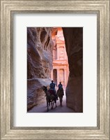Framed Tourists in Al-Siq leading to Facade of Treasury (Al Khazneh), Petra, Jordan