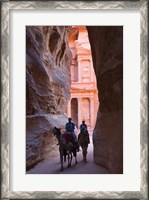 Framed Tourists in Al-Siq leading to Facade of Treasury (Al Khazneh), Petra, Jordan