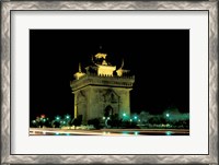 Framed Patuxai (Arch of Triumph) at Night, Luang Prabang, Laos
