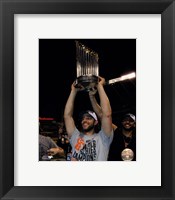 Framed Madison Bumgarner with the World Series Championship Trophy Game 7 of the 2014 World Series