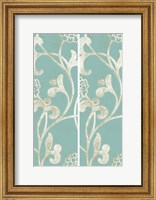 Framed 2-Up Teal Vine I