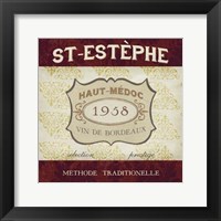 Burgundy Wine Labels III Framed Print