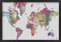 Framed Impasto Map of the World
