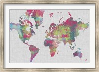 Framed Impasto Map of the World