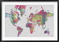 Framed Impasto Map of the World