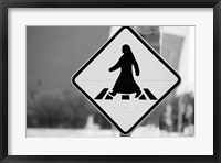 Framed Qatar, Ad Dawhah, Doha. Arabian Pedestrian Crossing Sign / Al-Corniche Street