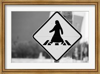 Framed Qatar, Ad Dawhah, Doha. Arabian Pedestrian Crossing Sign / Al-Corniche Street
