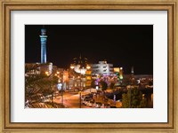 Framed Oman, Muscat, Mutrah. Mutrah Corniche Buildings / Evening