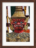 Framed One of six pairs of guardian demons flanking entrance to the Gallery or Phra Rabieng, Wat Phra Kaeo, Bangkok, Thailand