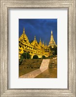 Framed Asia, Myanmar, Yangon. Shwedagon Pagoda at night.