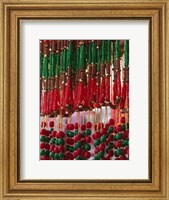 Framed Beads hang in a store in Kathmandu, Nepal.