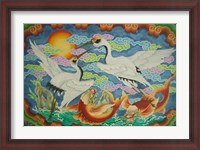 Framed Taiwan, Peimen, Nankunshen Temple, Ceiling mural of cranes and catfish