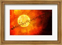 Framed young star circled by debris