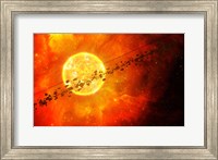 Framed young star circled by debris