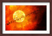 Framed young star circled by debris